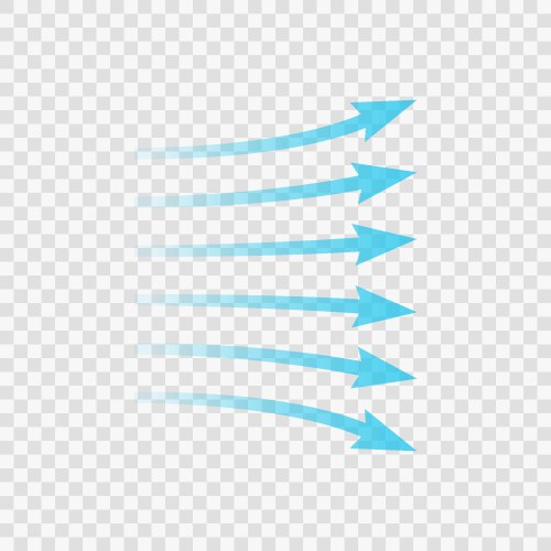 Air flow blue arrow showing direction of vector image