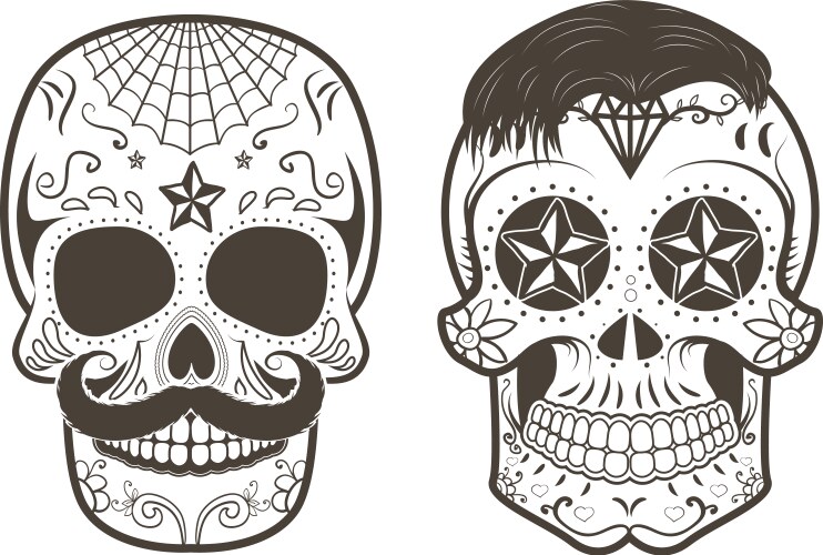 Set of the skulls day dead sugar Vector Image