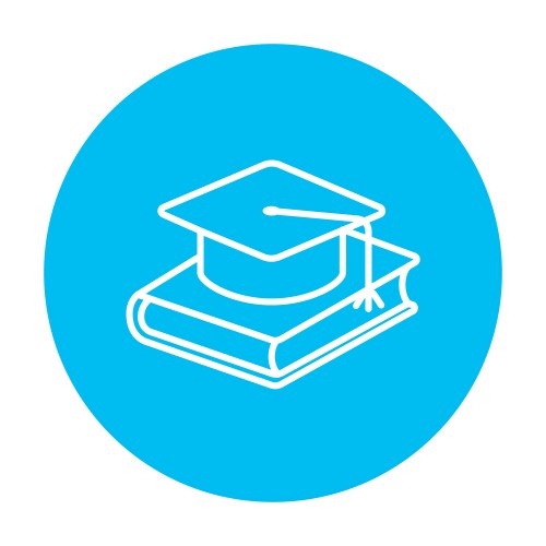 Graduation cap laying on book line icon Vector Image