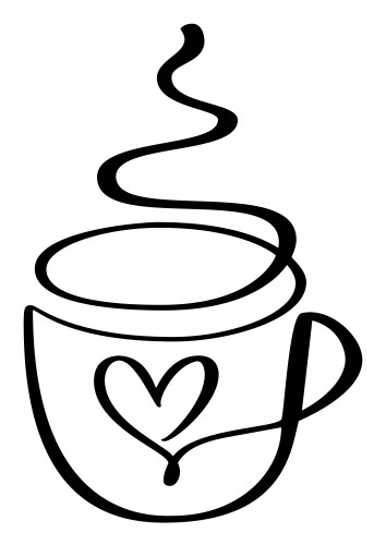 Hand-Drawn Coffee Cup with Heart Vector Image
