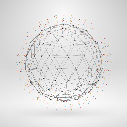 Wireframe polygonal element 3d sphere with lines vector image