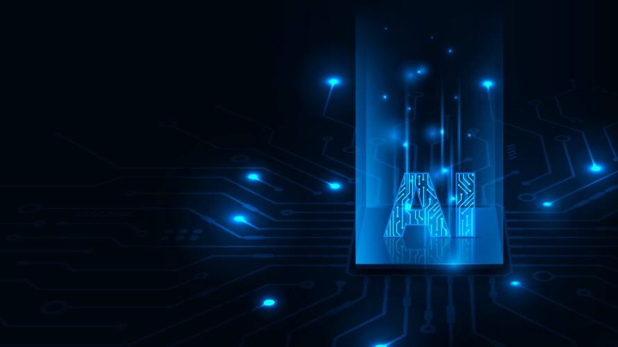 Artificial intelligence text effect with cpu vector image