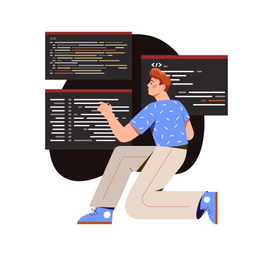 Man programmer writes code vektorbild