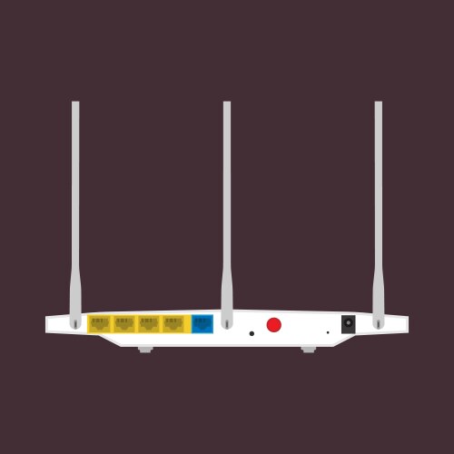 Router back view icon isolated network computer vektorbild