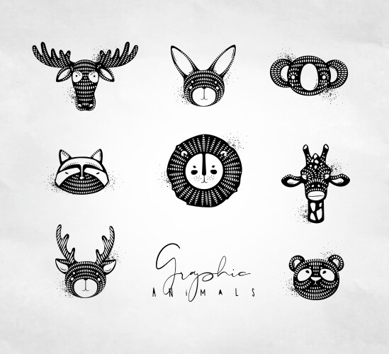 Animal Head Sketches Vector Image