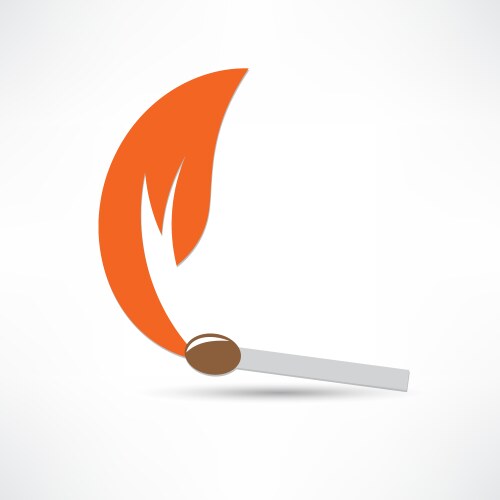 Burning match stick with fire flame Royalty Free Vector