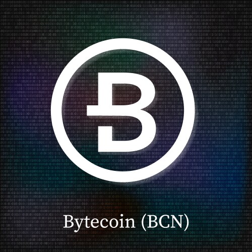 Bytecoin symbol on dark binary code background vector image
