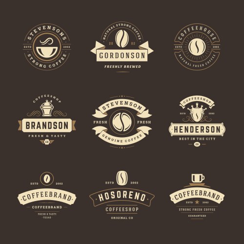 Coffee Shop Logo Templates - Retro & Vintage Vector Image