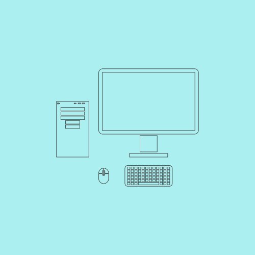 Computer case with monitor keyboard and mouse vector image