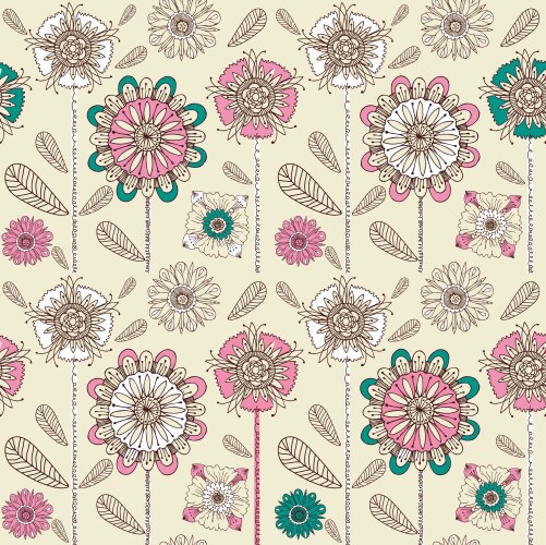 Retro flower seamless pattern roses Royalty Free Vector