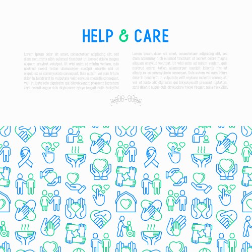 help and care concept with thin line icons vector image