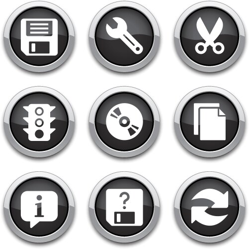 Black basic application buttons Vector Image