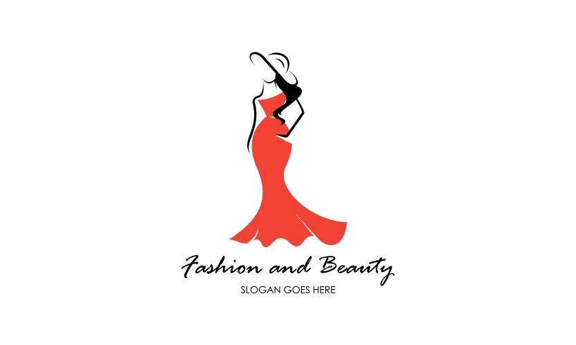 fashion female dress and beauty logo vector