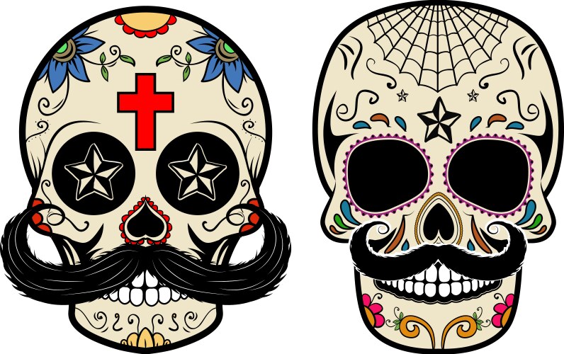 Set of the skulls day dead sugar Vector Image