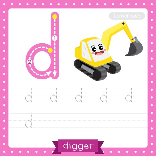 Letter d uppercase and lowercase tracing practice Vector Image