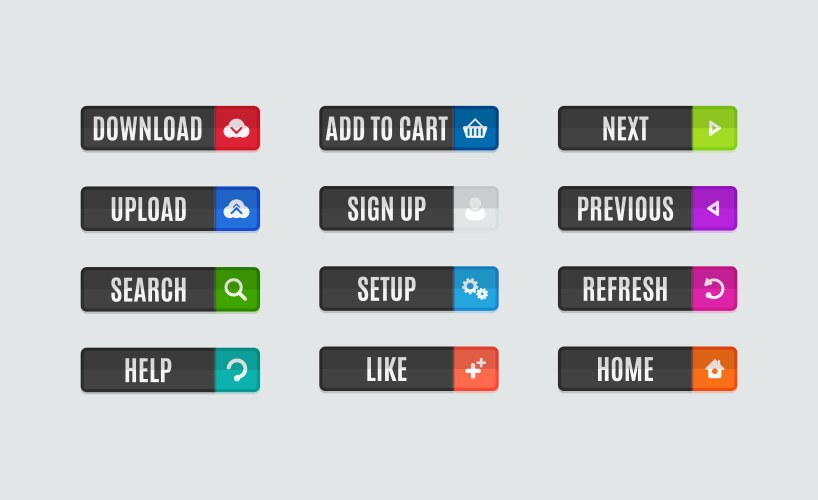 Modern flat design website navigation buttons vector image