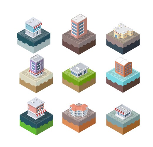 Set urban district Royalty Free Vector Image - VectorStock