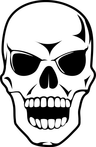 Black skull in cartoon style Vector Image