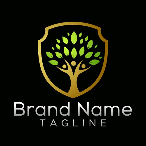 Tree botany life nature gold logo Royalty Free Vector Image