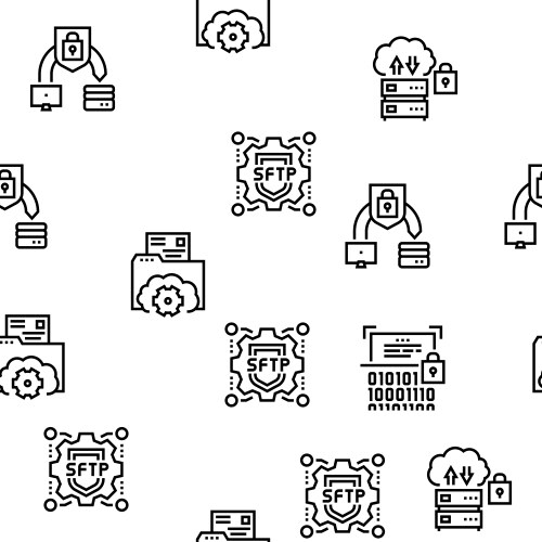 Ssh sftp file transfer protocol icons set vector image