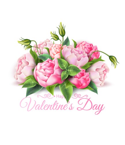 Rose flower bouquet valentine day realistic Vector Image