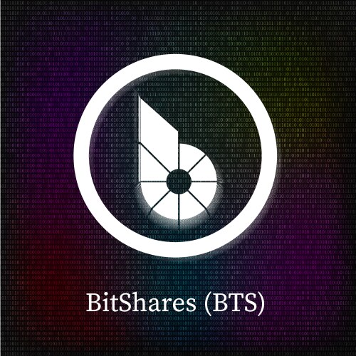 Bitshares symbol on dark binary code background vector image