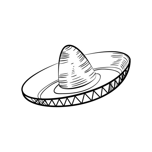 Mexican Sombrero Sketch Vector Image
