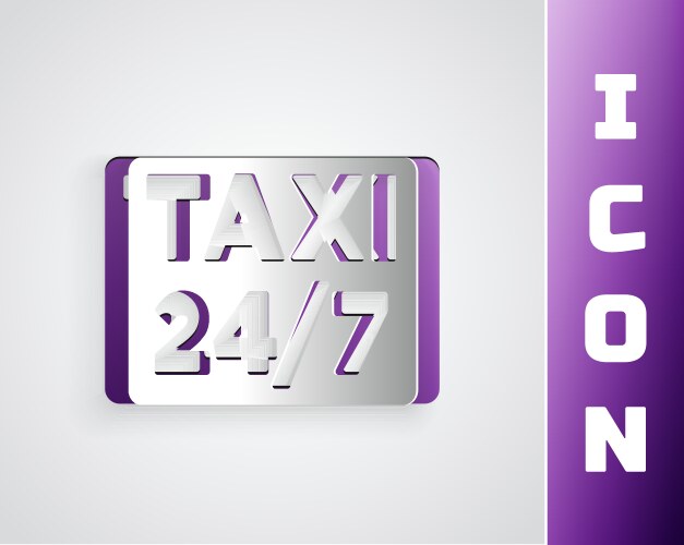 Paper cut map pointer with taxi icon isolated vector image