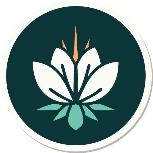 Water Lily Sticker - Floral Art Vector Image