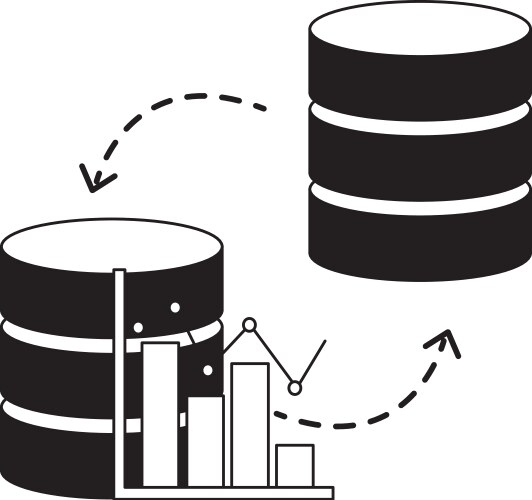 Database center statistics graph transfer data vector image