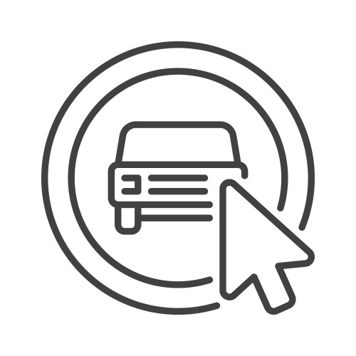 Click on carsharing app button concept outline vector image