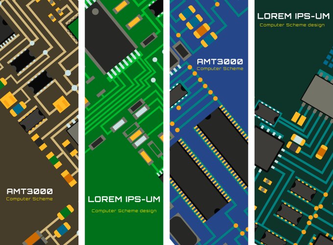 Computer chip technology processor circuit vektorbild