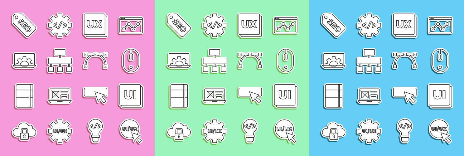 Set line ui or ux design computer mouse site map vektorbild