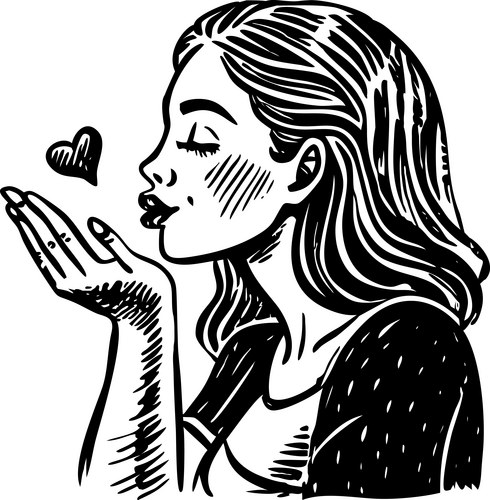 Romantic Blow Kiss Vintage Vector Image