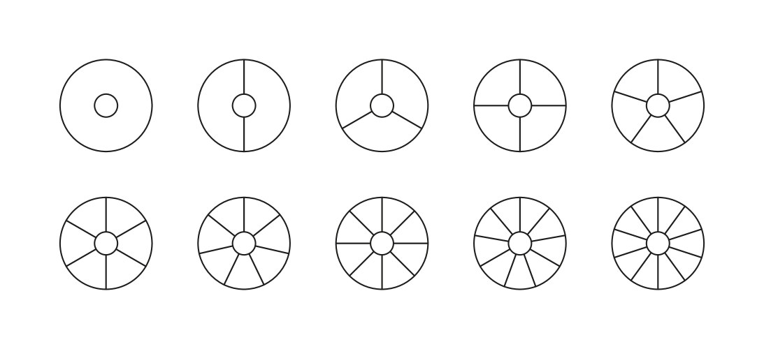 Piechart with segments and slices set of circular vector image