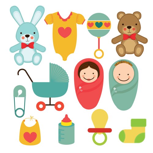 Baby Shower Icon Set Vector Image