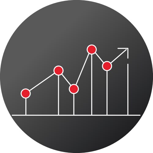 Growing graph button showing improving statistics vector image