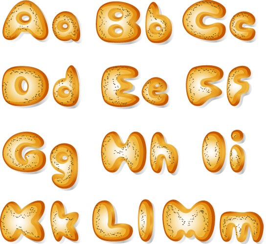 Abc made of bread cakes Vector Image