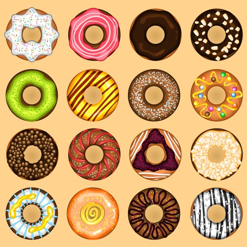 Donuts collection set Royalty Free Vector Image