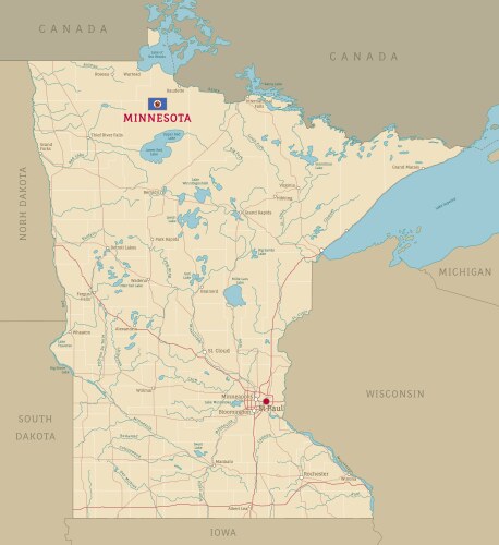 Minnesota Road Map Vector Image