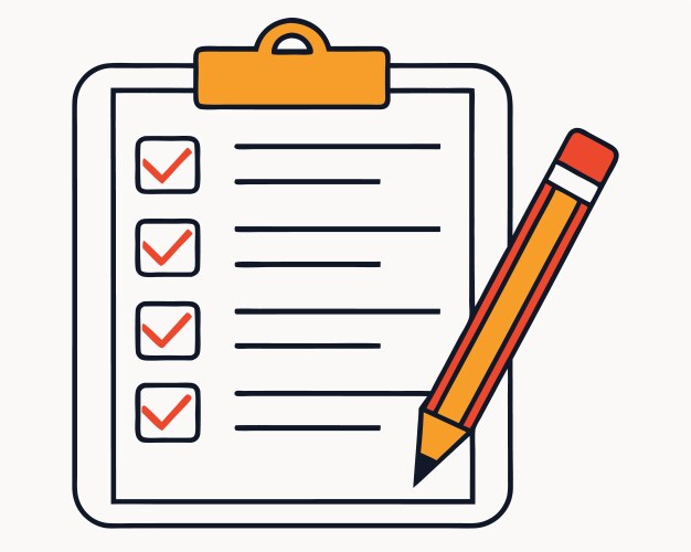 Checklist clipboard with checked boxes and pencil Vector Image