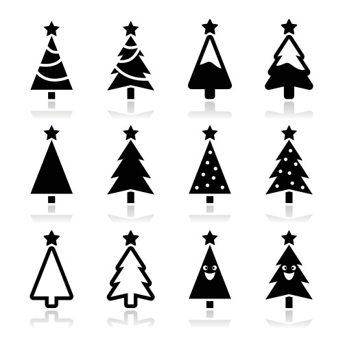 christmas tree icons set vector image vector image