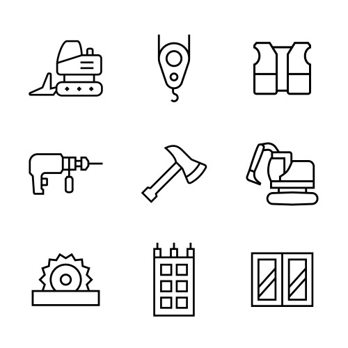 Icon set constructionrepair in line style vector image