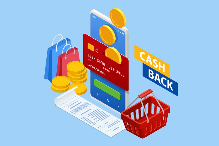 Cash back service financial payment label Vector Image