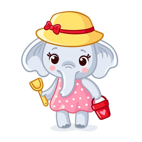 Cute Baby Elephant with Hat Vector Image