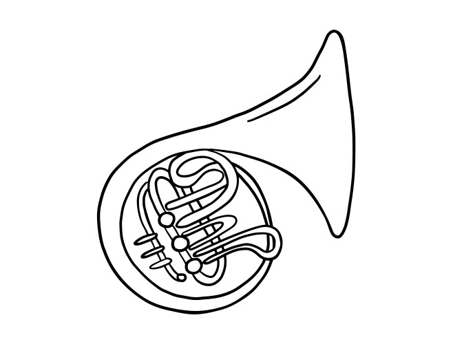 Doodle french horn hand drawn brass Vector Image