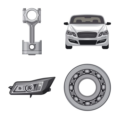 Isolated object of auto and part symbol set vector image