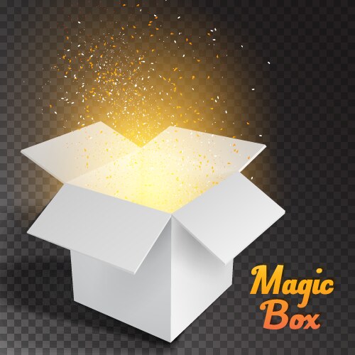 Realistic magic open box gift Royalty Free Vector Image