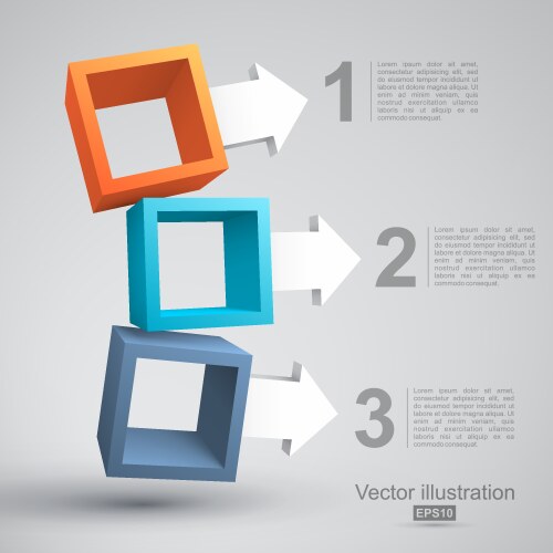 three empty boxes with arrows 3d vector