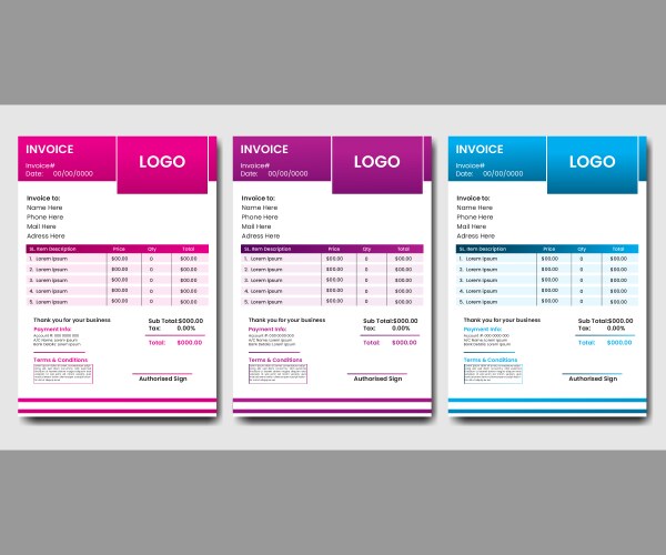Invoice template design for your business Vector Image